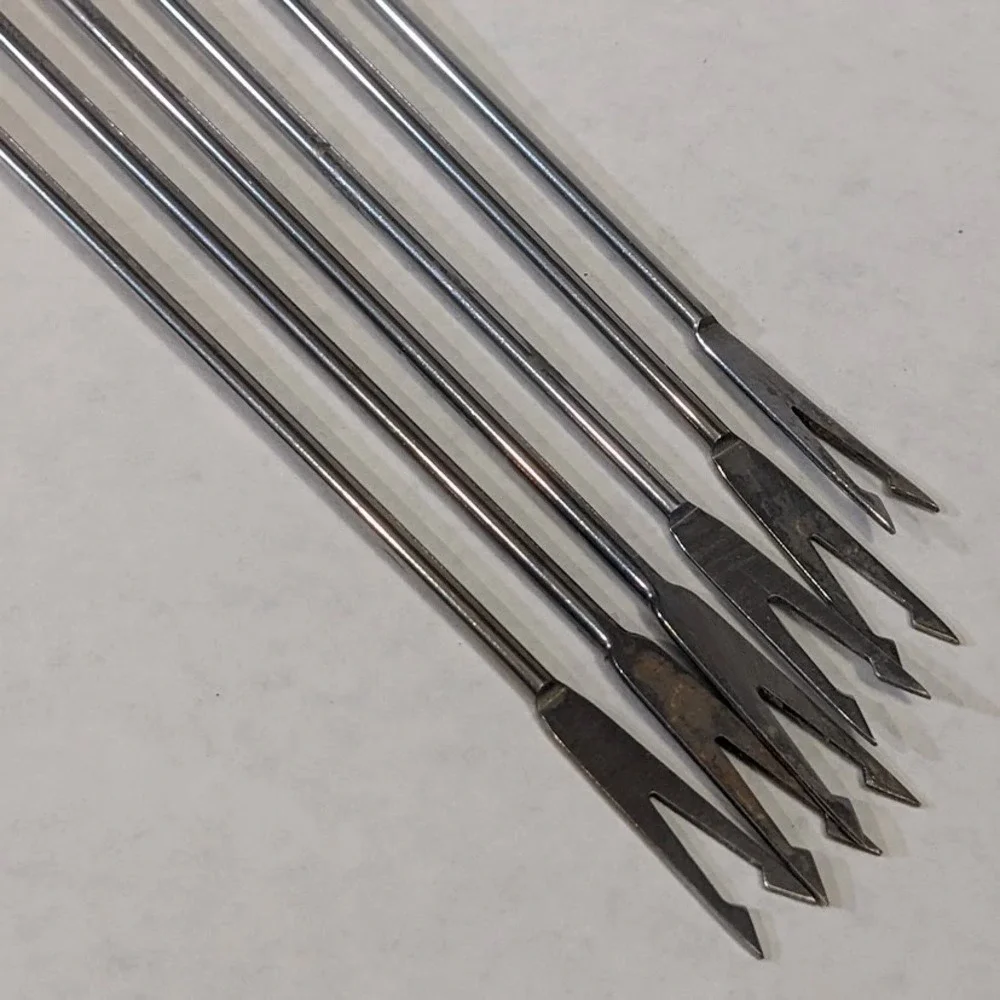 Vintage Oster Stainless Steel Fondue Forks Set of 6 Wood Handles MCM 203187